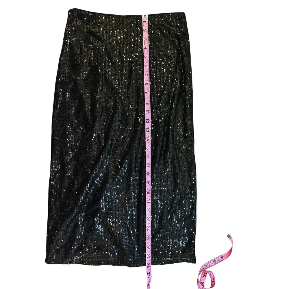 Time & Tru Women’s Black Sequin Skirt Size XS NWT